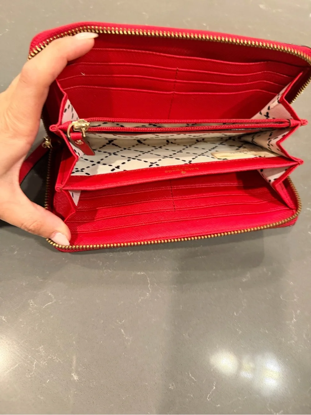 kate spade Red Zip Wallet with Gold Logo